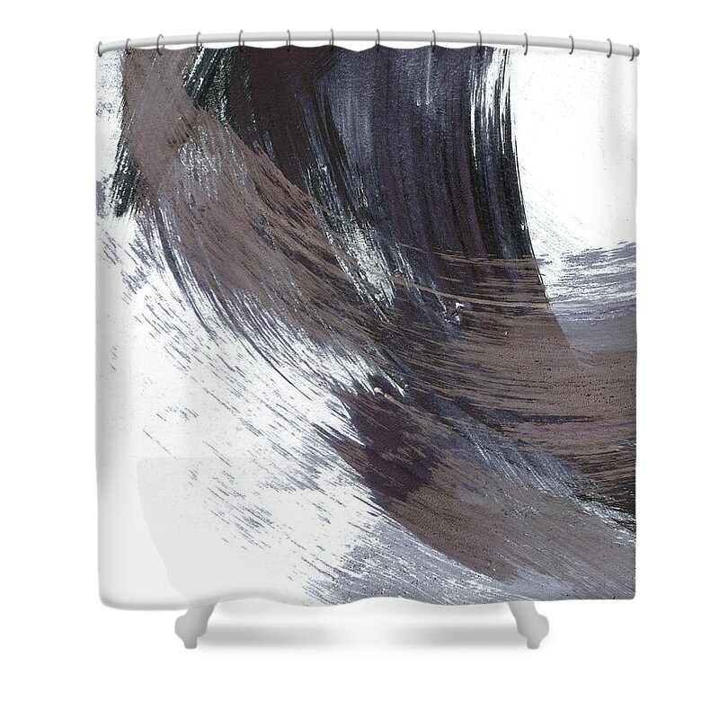 Abstract Shower Curtain featuring the painting Navy Gestural Strokes 2 by Janine Aykens