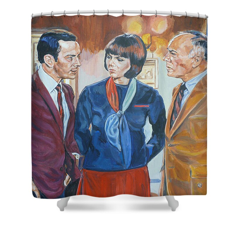 Maxwell Smart Shower Curtain featuring the painting Get Smart by Bryan Bustard