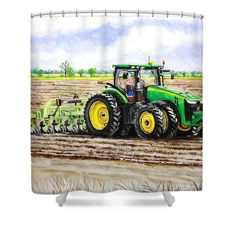 Planting Shower Curtain featuring the painting Getting the Fields Ready by Karl Wagner