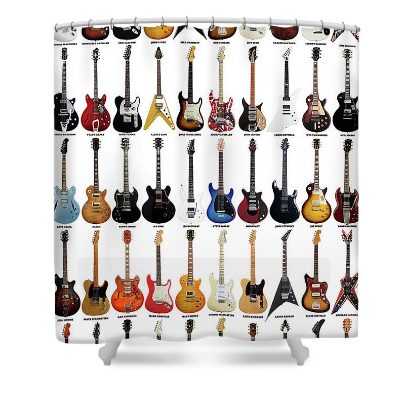 Guitar Shower Curtain featuring the digital art Guitar Legends by Hoolst Design