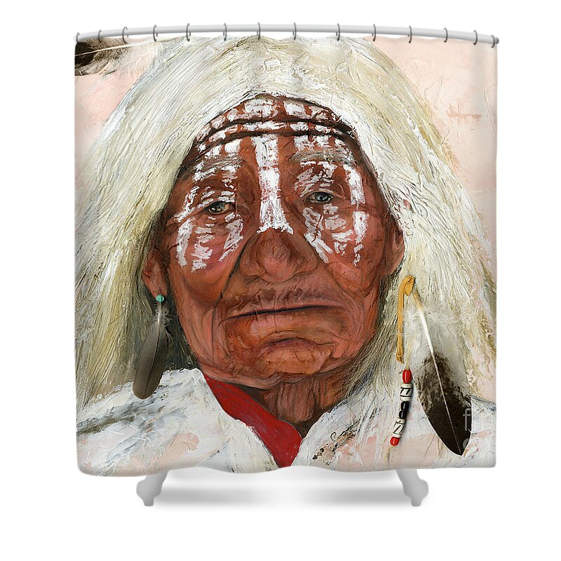 Southwest Art Shower Curtain featuring the painting Ghost Shaman by J W Baker