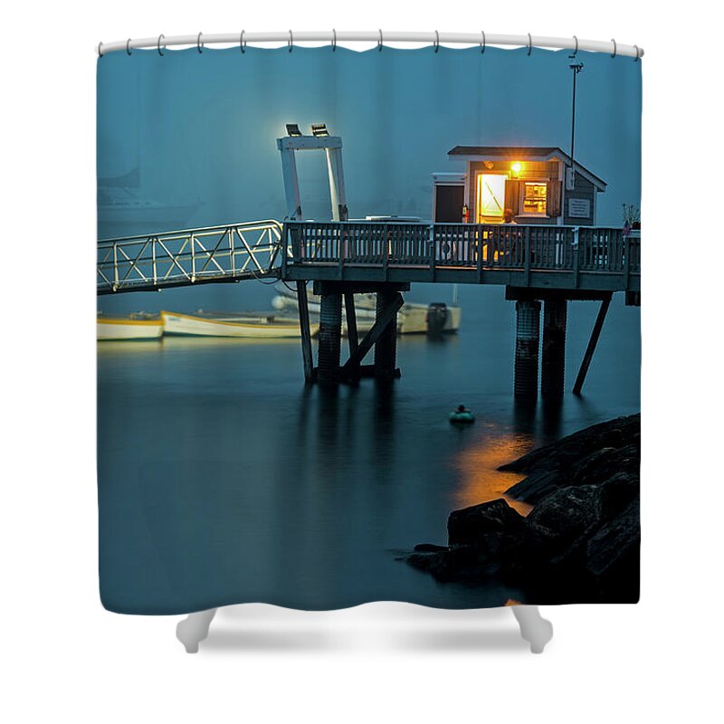 Salem Shower Curtain featuring the photograph Ghost ship in the Salem Willows a thick fog rolls in by Toby McGuire