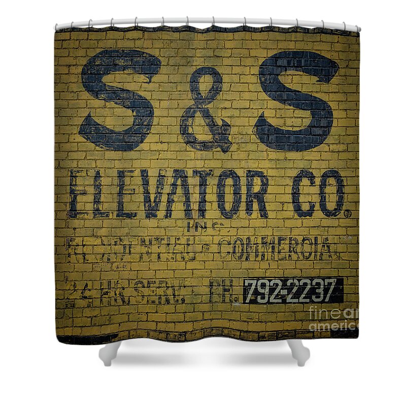 Wall Shower Curtain featuring the photograph Ghost Sign Elevator Company by Janice Pariza