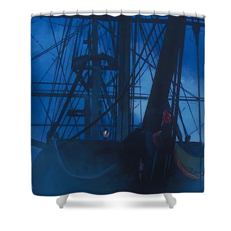Ship Shower Curtain featuring the painting Ghost by Terence R Rogers