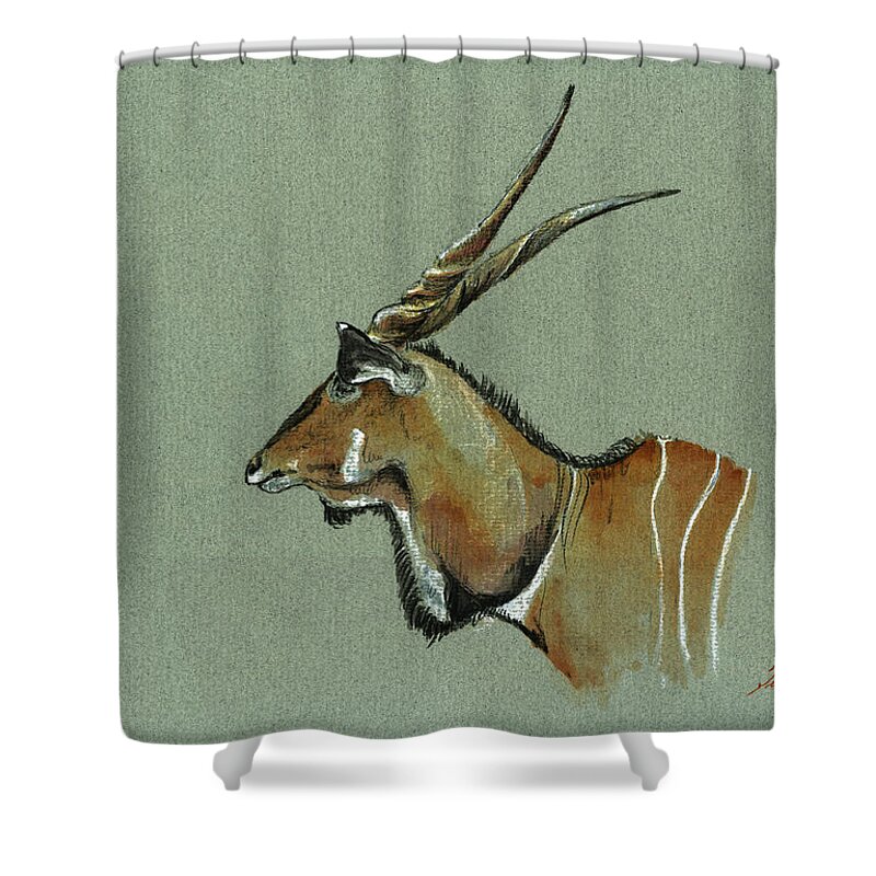 Eland Shower Curtain featuring the painting Giant Eland by Juan Bosco
