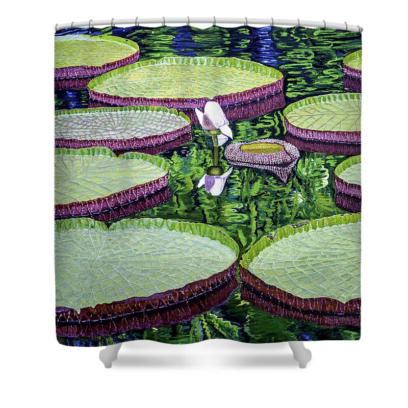 Giant Lily Shower Curtain featuring the painting Giant lily by Manuel Lopez
