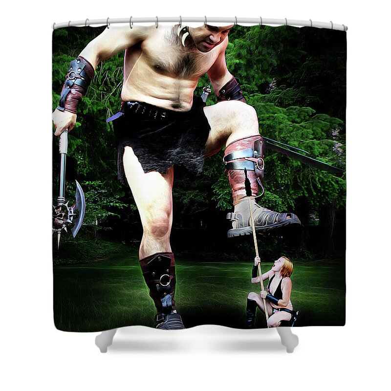 Giant Shower Curtain featuring the photograph Giant vs Amazon by Jon Volden