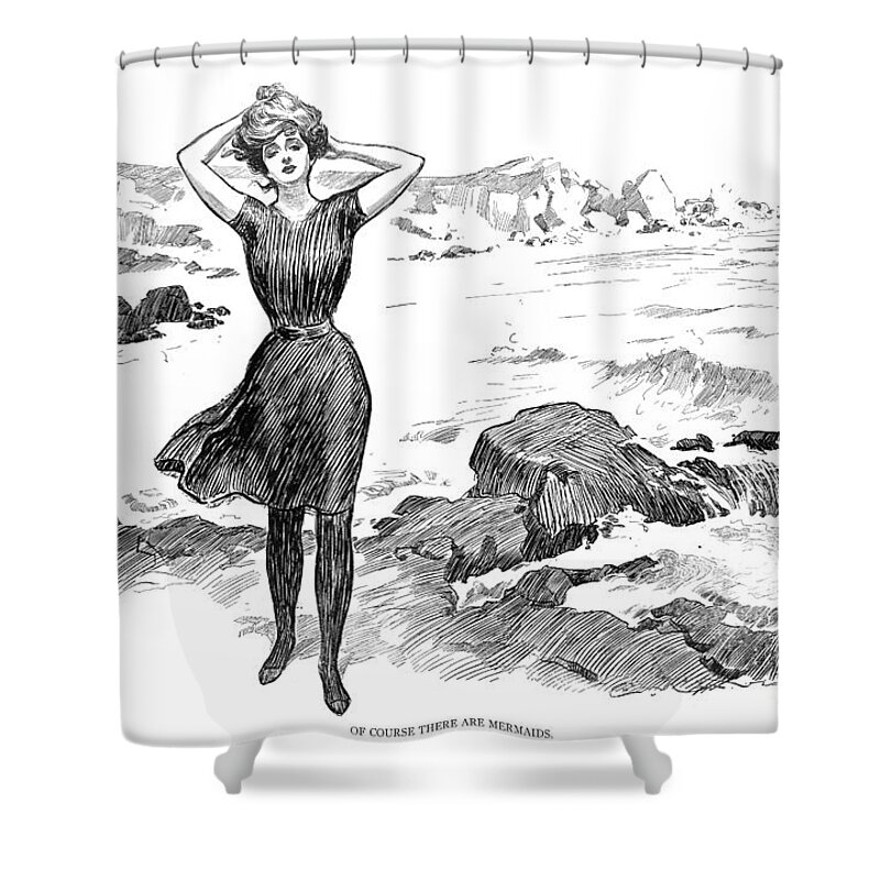 1902 Shower Curtain featuring the photograph Gibson: Bather, 1902 by Granger