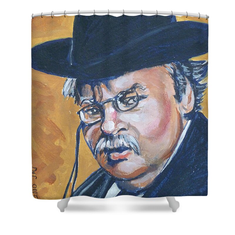 Gkc Shower Curtain featuring the painting Gilbert Keith G.K. Chesterton by Bryan Bustard