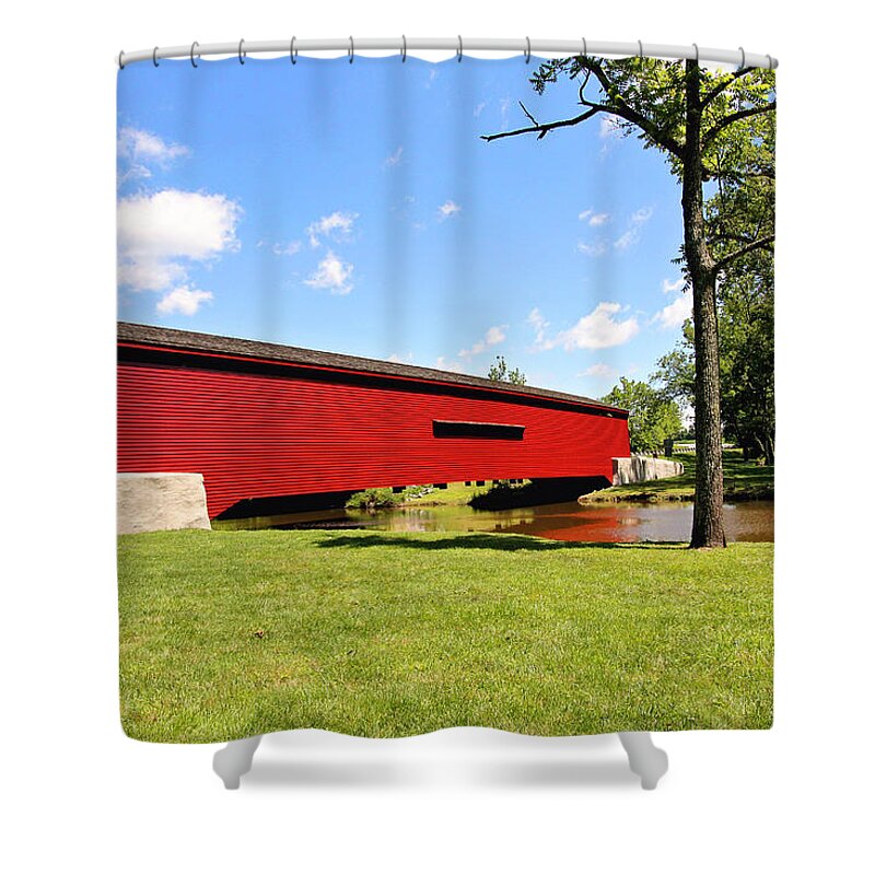 Covered Bridge Shower Curtain featuring the photograph Gilpin's Falls Covered Bridge by Trina Ansel