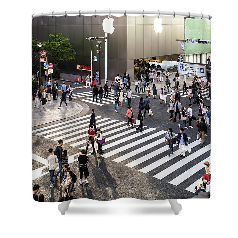 Ginza Shower Curtain featuring the photograph Ginza street in Tokyo by Didier Marti