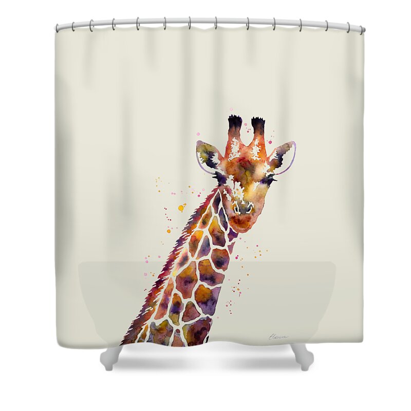 Giraffe Shower Curtain featuring the painting Giraffe by Hailey E Herrera
