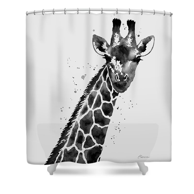 Giraffe Shower Curtain featuring the painting Giraffe in Black and White by Hailey E Herrera