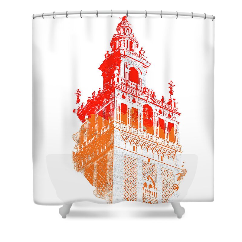 Seville Shower Curtain featuring the painting Giralda of Seville by AM FineArtPrints
