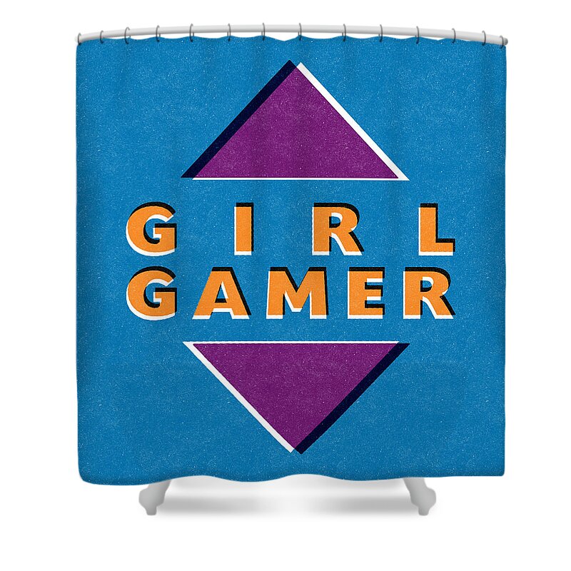 Girl Gamer Shower Curtain featuring the mixed media Girl Gamer by Linda Woods