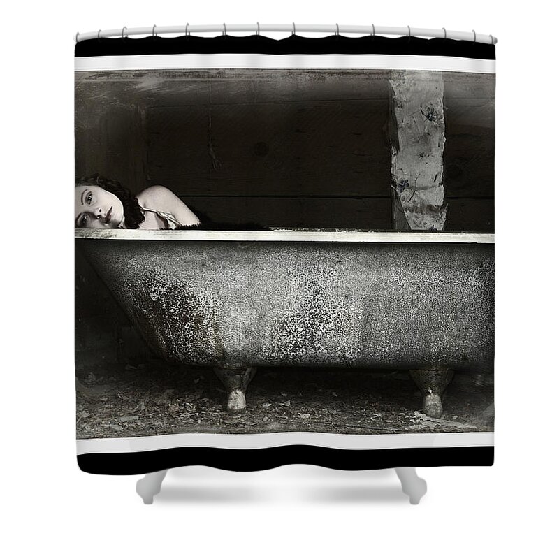 Girl Shower Curtain featuring the photograph Girl in a bath tub by Pamela Patch