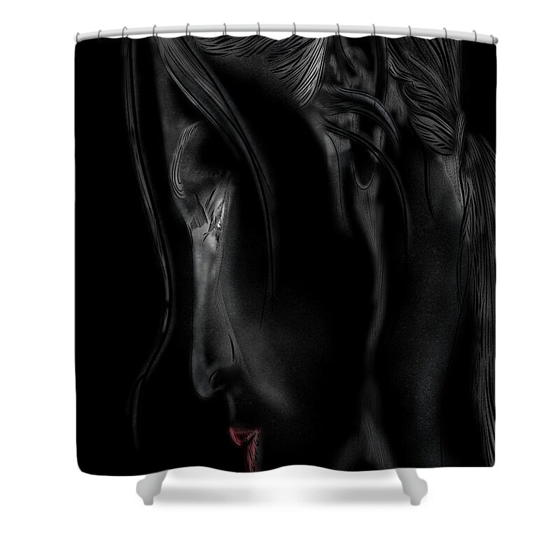 Girl In The Shadows Shower Curtain featuring the digital art Girl in the Shadows by Mark Taylor
