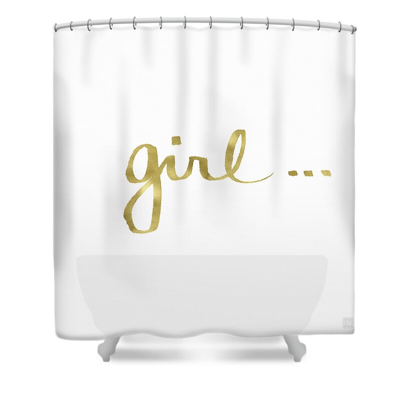 Little Black Dress Shower Curtain featuring the painting Girl Talk Gold- Art by Linda Woods by Linda Woods
