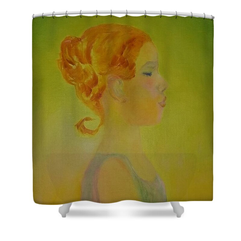 Young Girl Shower Curtain featuring the painting The Girl with the Curl by Kim Shuckhart Gunns