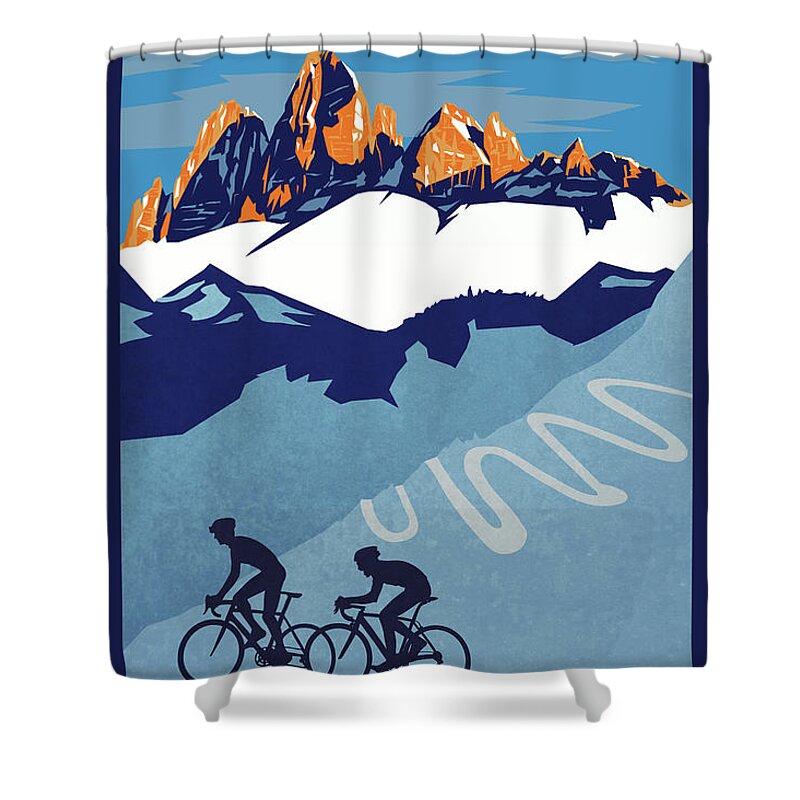 Giro D'italia Shower Curtain featuring the painting Giro D'Italia cycling poster by Sassan Filsoof