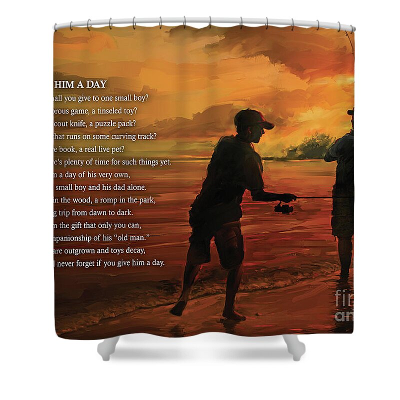 Father And Son Paintings Shower Curtain featuring the painting Give Him A Day by Robert Corsetti