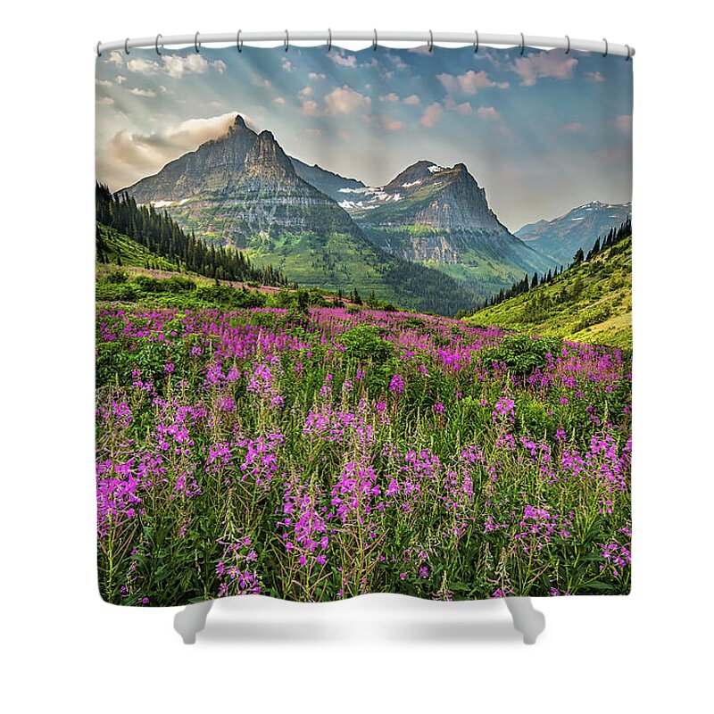 Glacier Shower Curtain featuring the photograph Glacier Meadow by Peter Tellone
