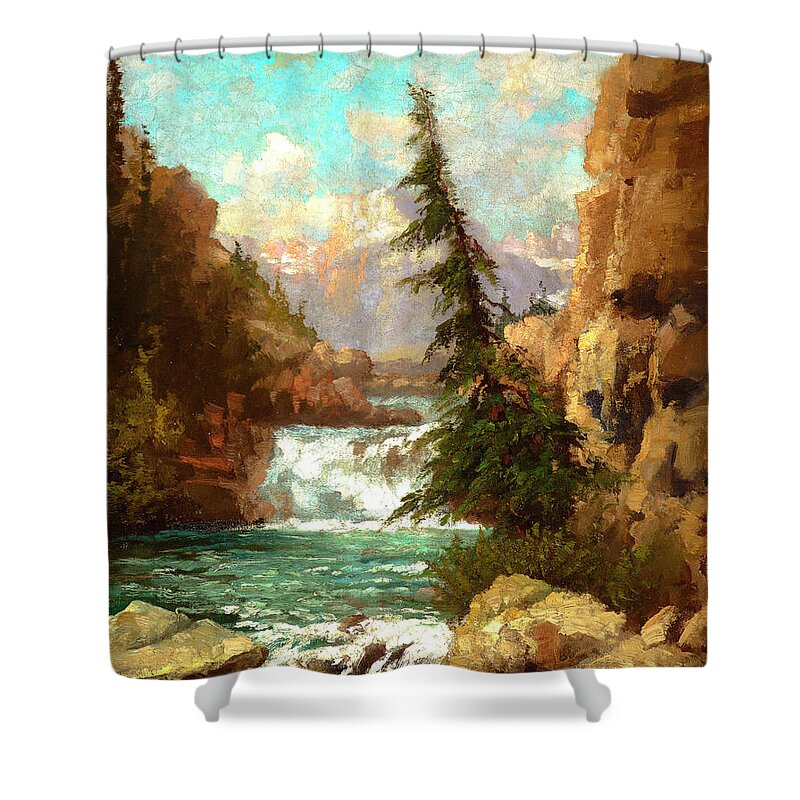 Glacier National Park Shower Curtain featuring the painting Glacier National Park by John Fery