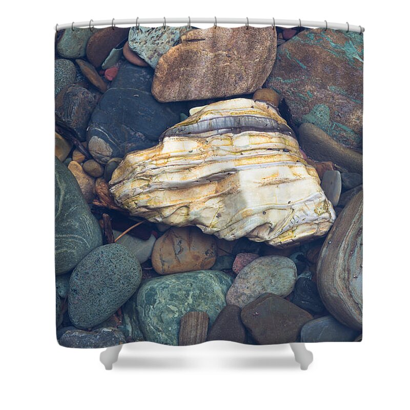 Glacier National Park Shower Curtain featuring the photograph Glacier Park Creek Stones Submerged by John Daly
