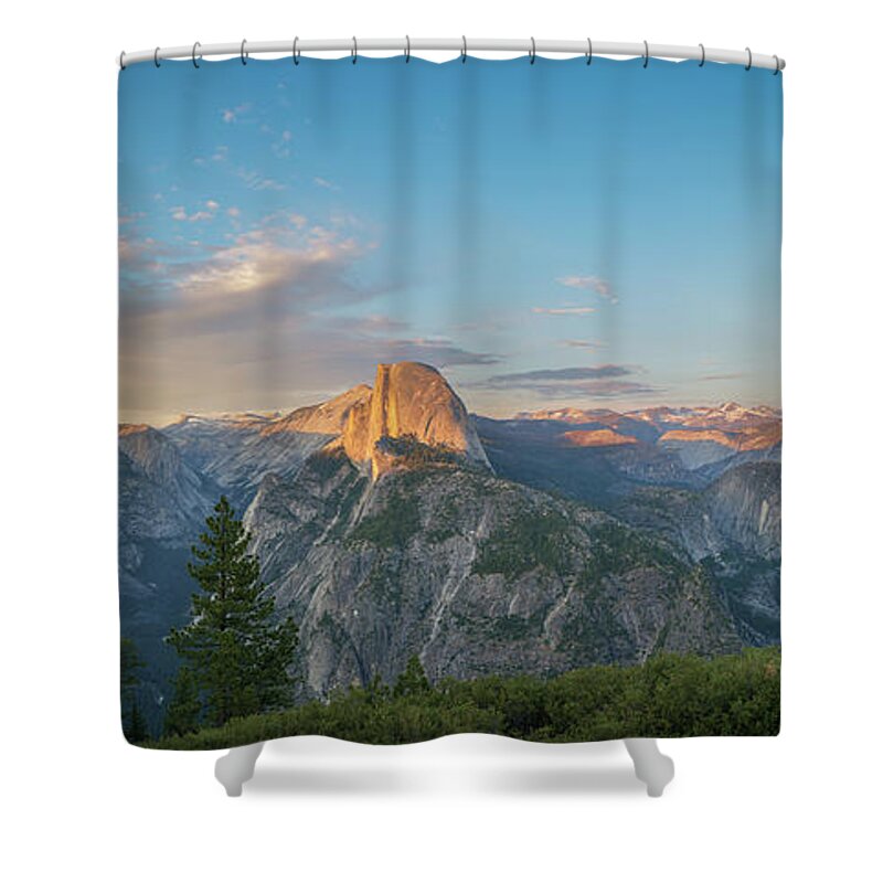 Yosemite Valley Shower Curtain featuring the photograph Glacier Point Amphitheater Panorama by Michael Ver Sprill
