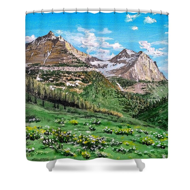 Mountains Shower Curtain featuring the painting Glacier Summer by Kevin Daly