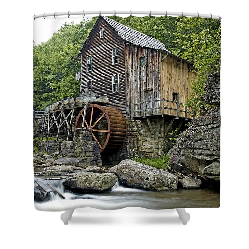 glade Creek Grist Mill Shower Curtain featuring the photograph Glade Creek Grist Mill located in Babcock State Park West Virginia by Brendan Reals