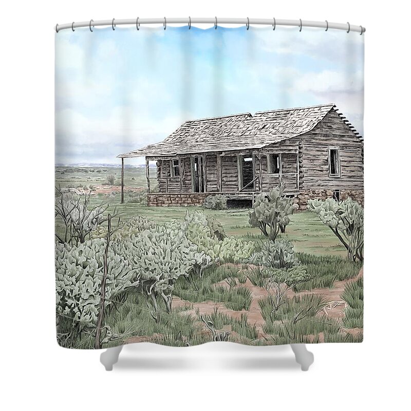 Cabin Shower Curtain featuring the digital art Glade Park Spring by Rick Adleman