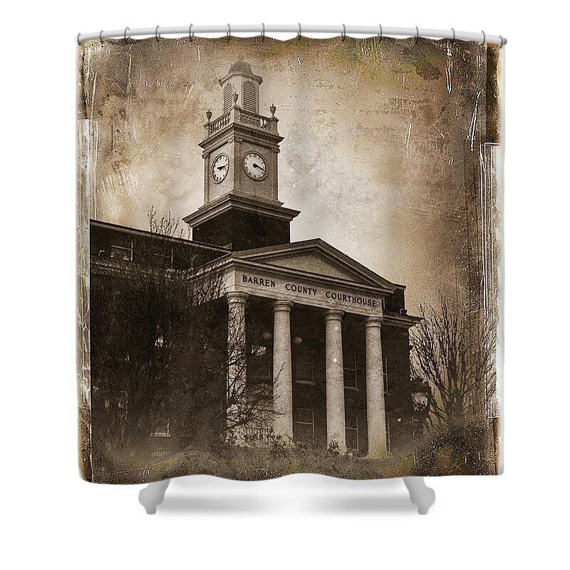 Vintage Shower Curtain featuring the photograph Glasgow KY Courthouse by Amber Flowers