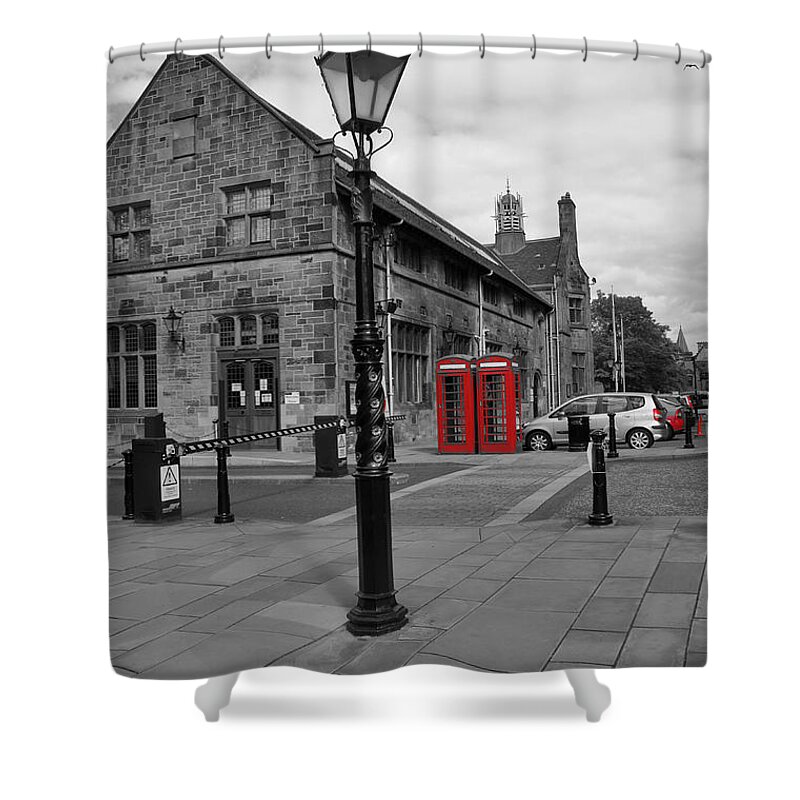 Lamppost Shower Curtain featuring the photograph Glasgow University. Lamppost. by Elena Perelman