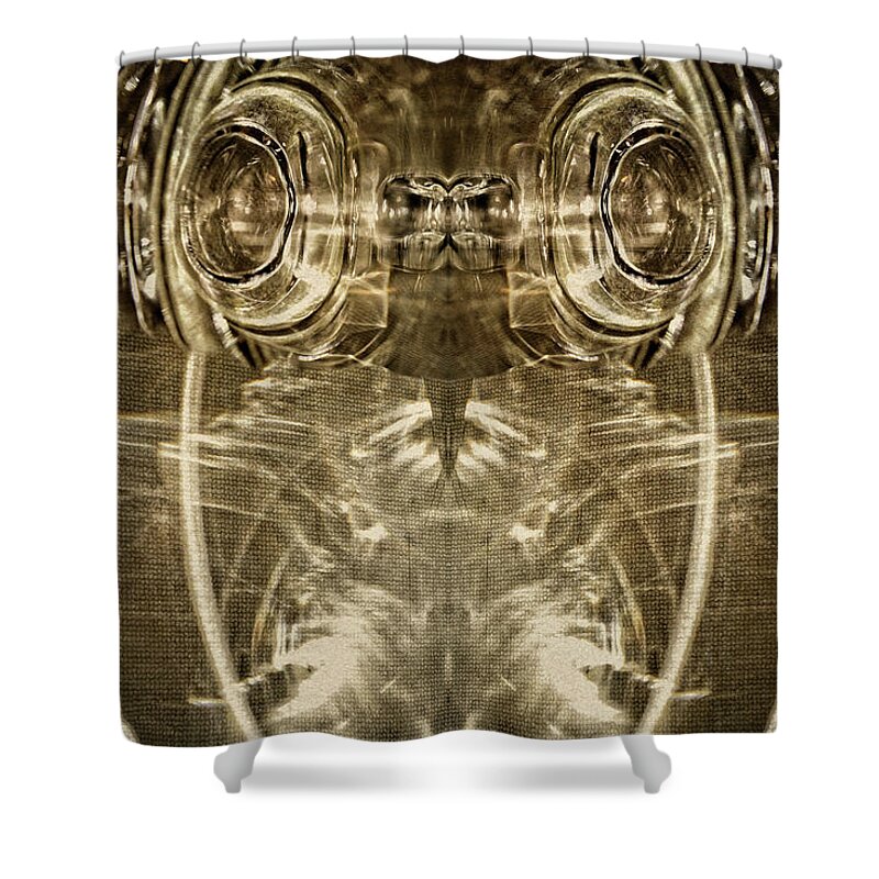 Split Personality Shower Curtain featuring the digital art Glassy Eyes by Becky Titus
