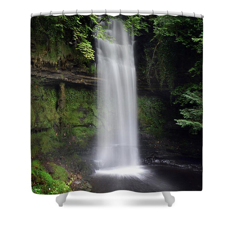 Glencar Waterfall Shower Curtain featuring the photograph Glencar Waterfall by Terence Davis