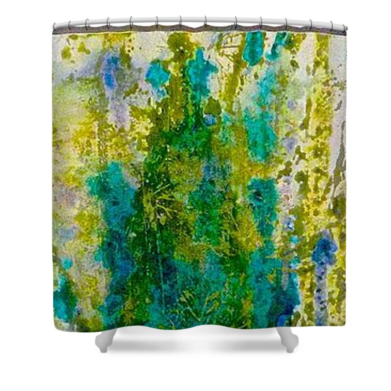 Floral Shower Curtain featuring the painting Glimpse of Spring by Carolyn Rosenberger