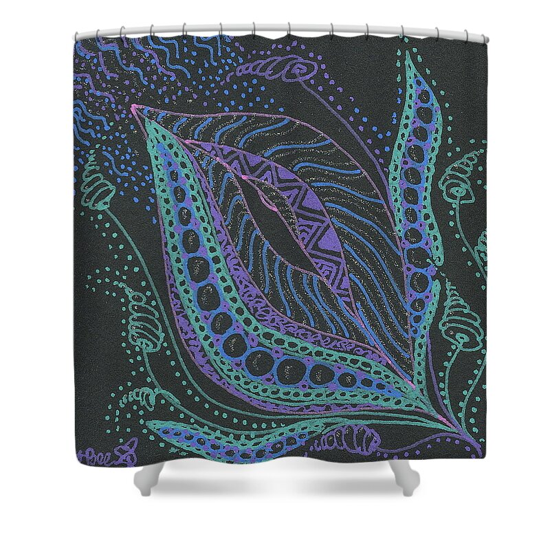 Glitter Shower Curtain featuring the drawing Glitter Flower by Jan Steinle