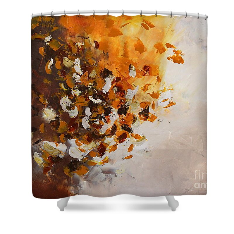 Brown Shower Curtain featuring the painting Glitter by Preethi Mathialagan