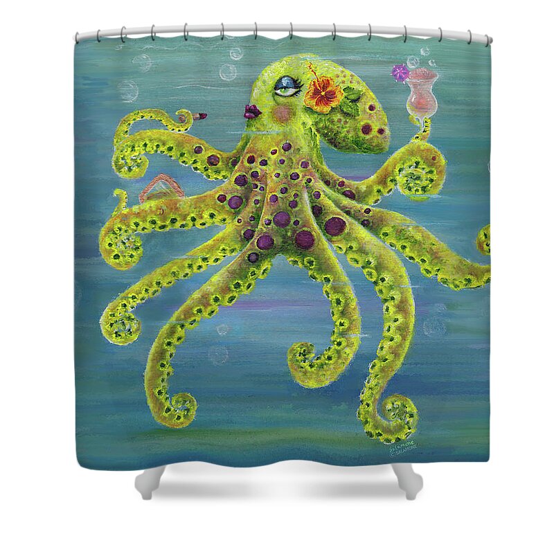 Octopus Shower Curtain featuring the painting Gloria Glamourpus by Brenda Salamone
