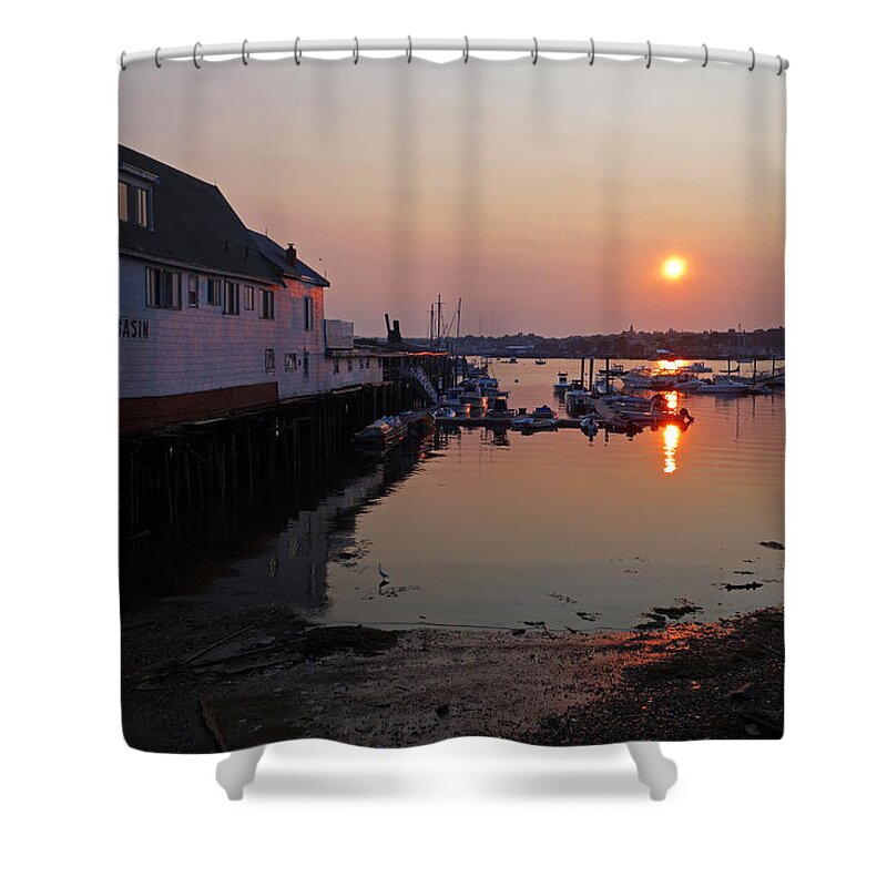 Gloucester Shower Curtain featuring the photograph Gloucester Harbor Beacon Marine Basin by Toby McGuire