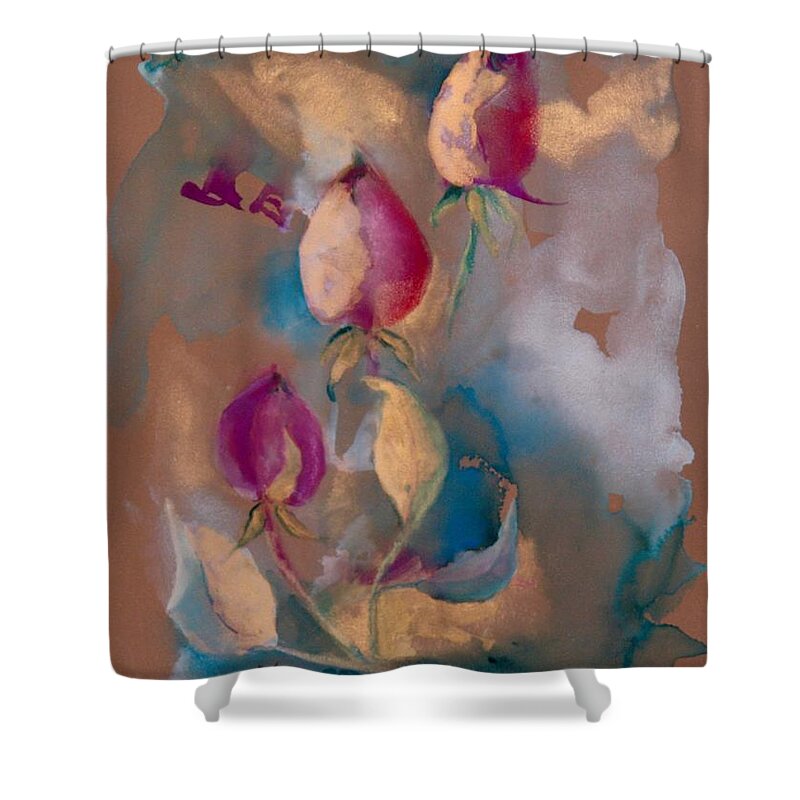 Nature Shower Curtain featuring the painting Glowing Buds by Nataya Crow