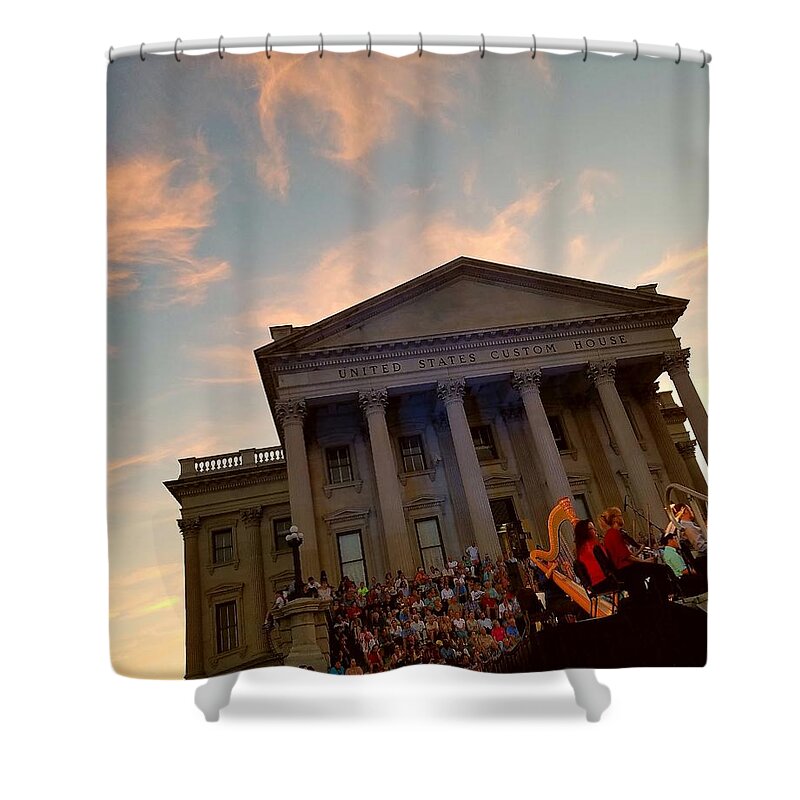Orchestra Shower Curtain featuring the photograph Glowing Harp by Amy Regenbogen