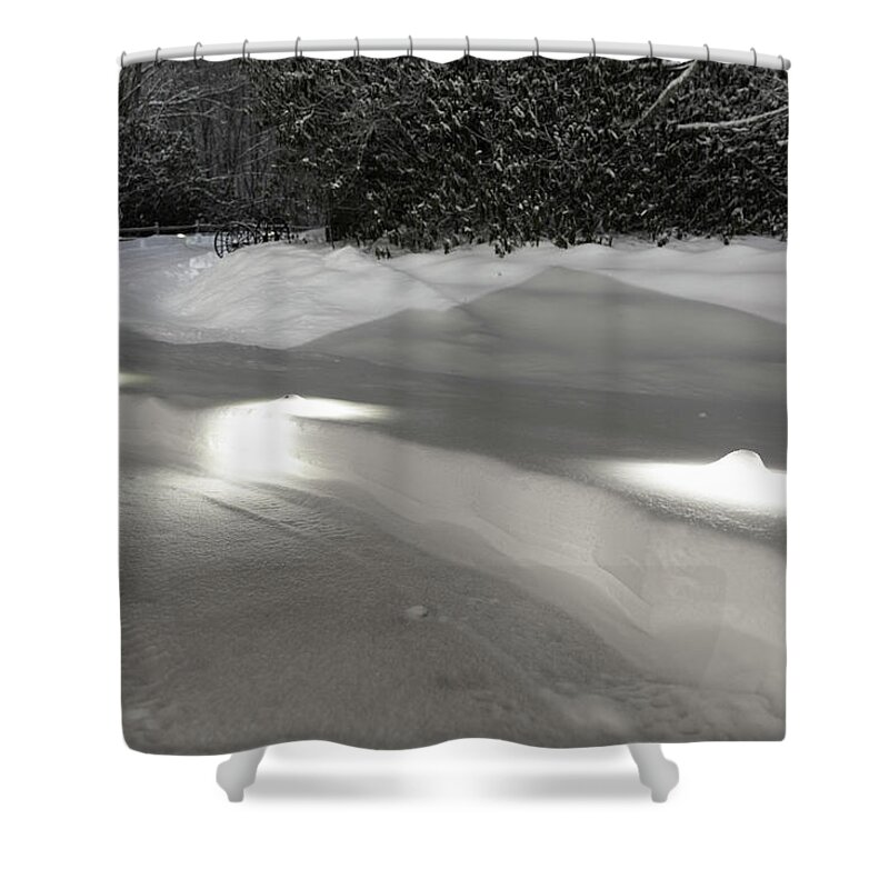 Snow Shower Curtain featuring the photograph Glowing Landscape Lighting by D K Wall