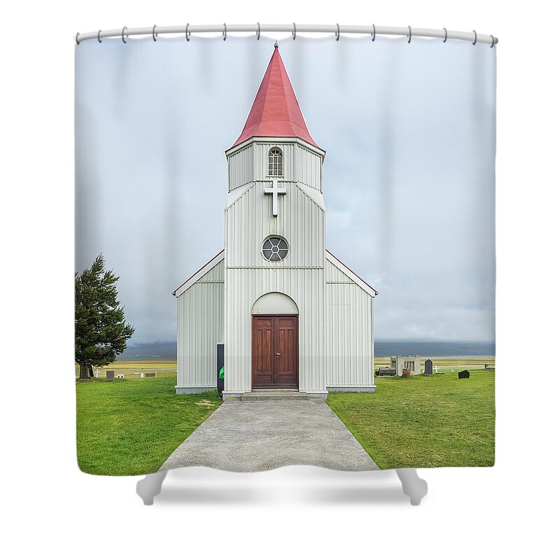 Iceland Shower Curtain featuring the photograph Glumbaer church- Iceland by Usha Peddamatham