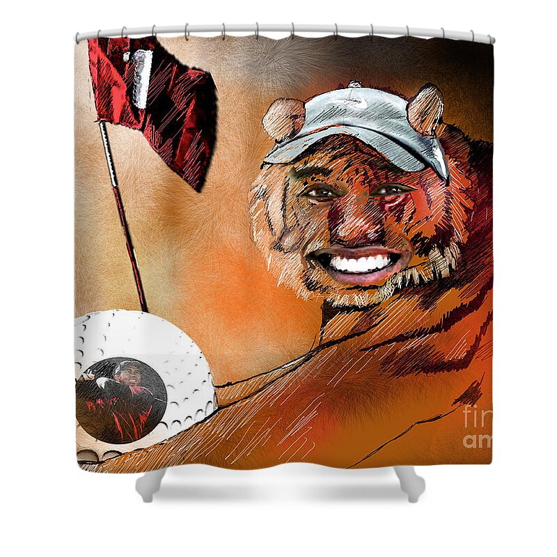 Golf Art Shower Curtain featuring the painting Go for it by Miki De Goodaboom