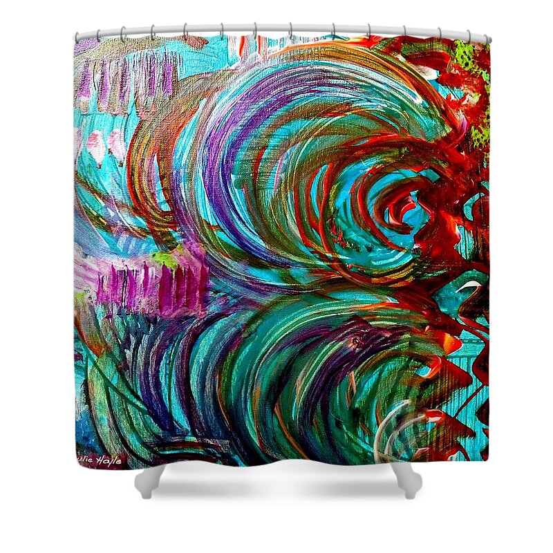 Julie-hoyle-artist Shower Curtain featuring the painting Go With the Flow by Julie Hoyle
