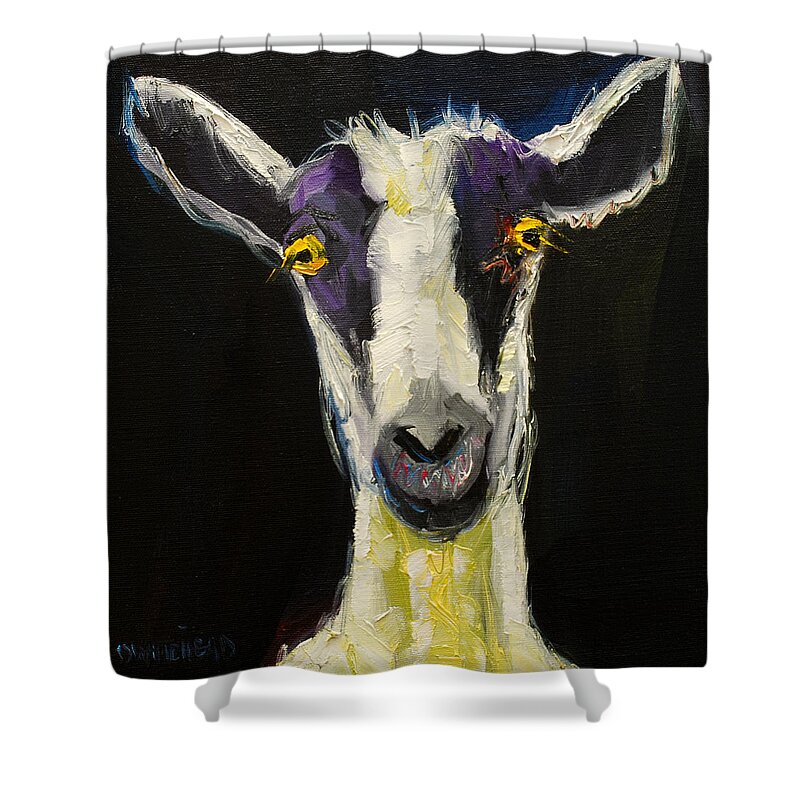 Goat Shower Curtain featuring the painting Goat Gloat by Diane Whitehead