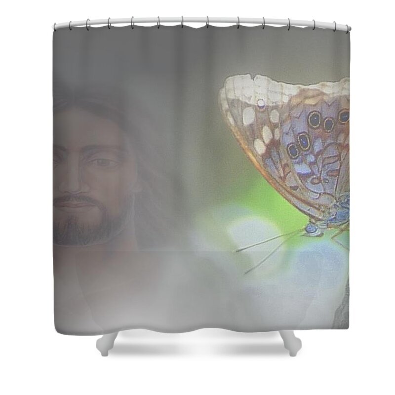 Childrens Photos Shower Curtain featuring the photograph JESUS to a Child by Al Swasey