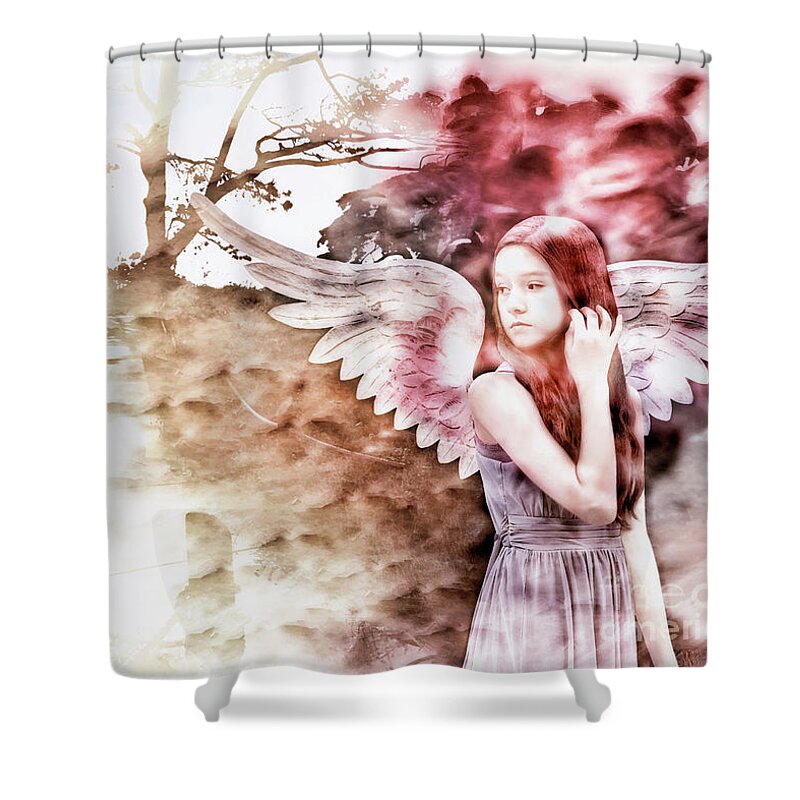 Angel Shower Curtain featuring the digital art God's Creation by Claudia Ellis